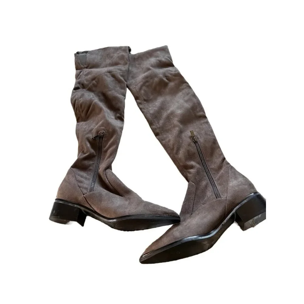 Marc Fisher Grey Suede Over the Knee Boots Size 7.5